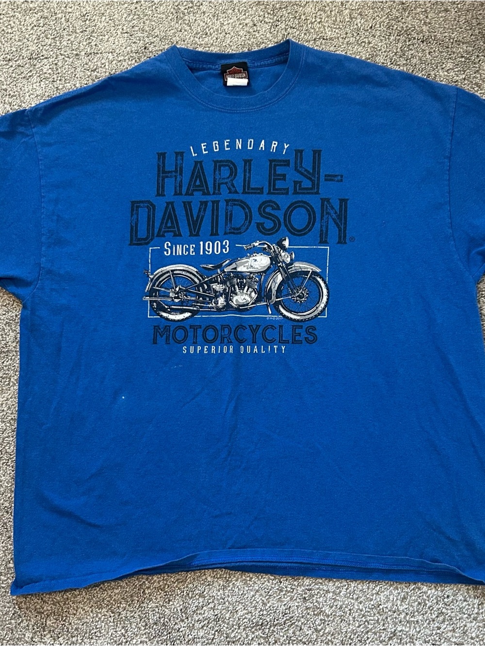 VTG Harley Davidson Mens T Shirt 2XL Blue Daytona Beach Florida Tiki Graphic